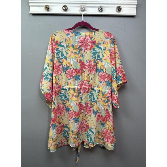 Floral Kimono Cardigan Womens Small Medium Multicolor Tie Waist Lightweight Boho - Picture 2 of 8